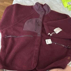 Free People Purple Teddy Jacket High Neck Outdoor Style